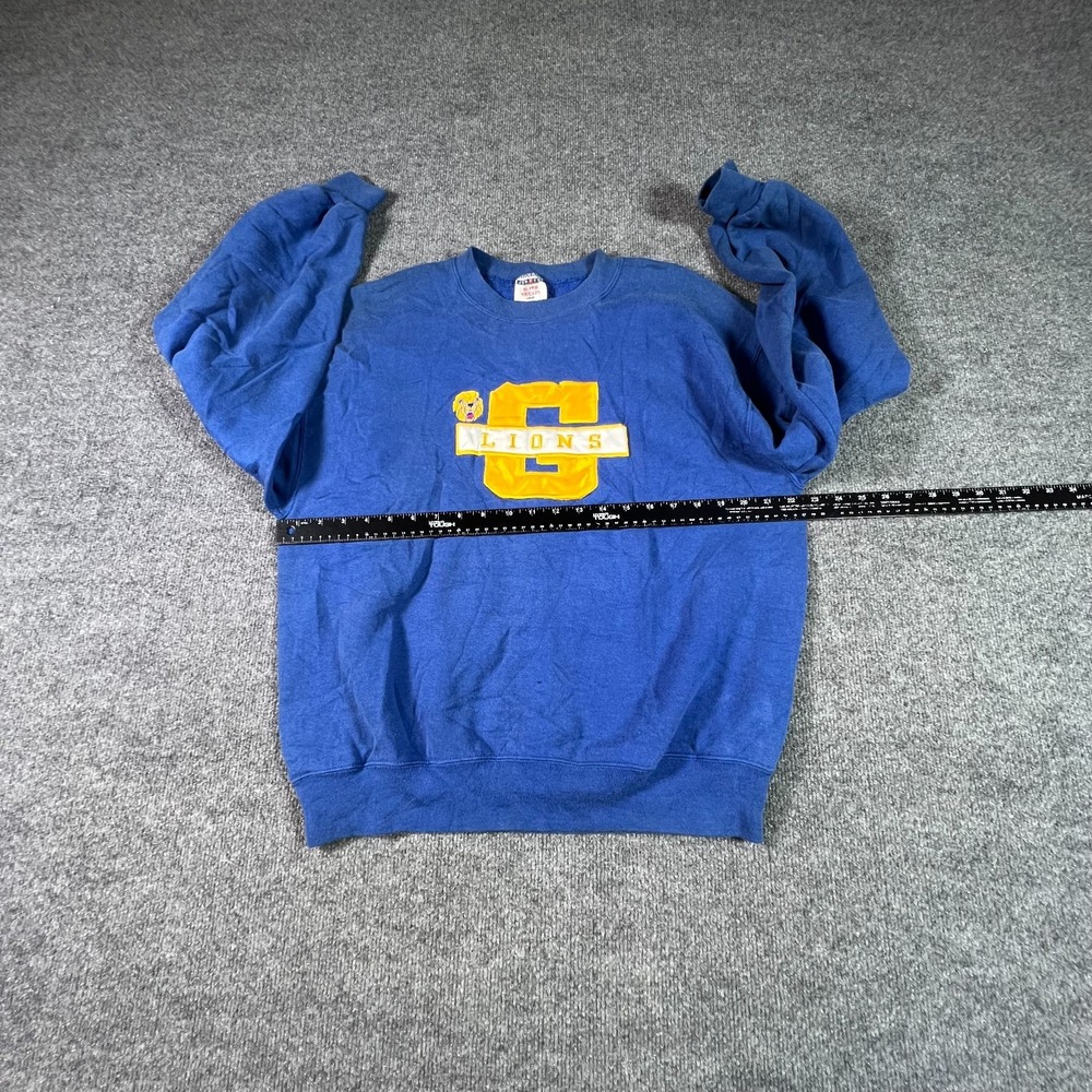 Vintage Jerzees Super Sweats Mens Large Blue G Lions Applique Pullover USA Made - Picture 3 of 11